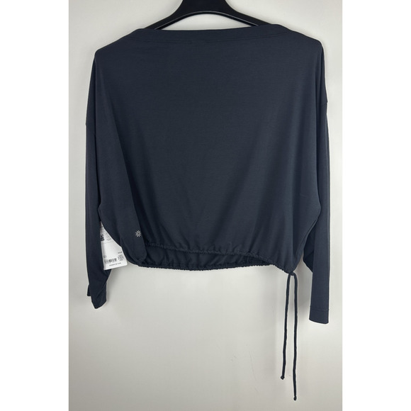 NWT Athleta Cool Down Black Long Sleeve Modal Drawstring Yoga Top Size Medium M - Picture 10 of 13